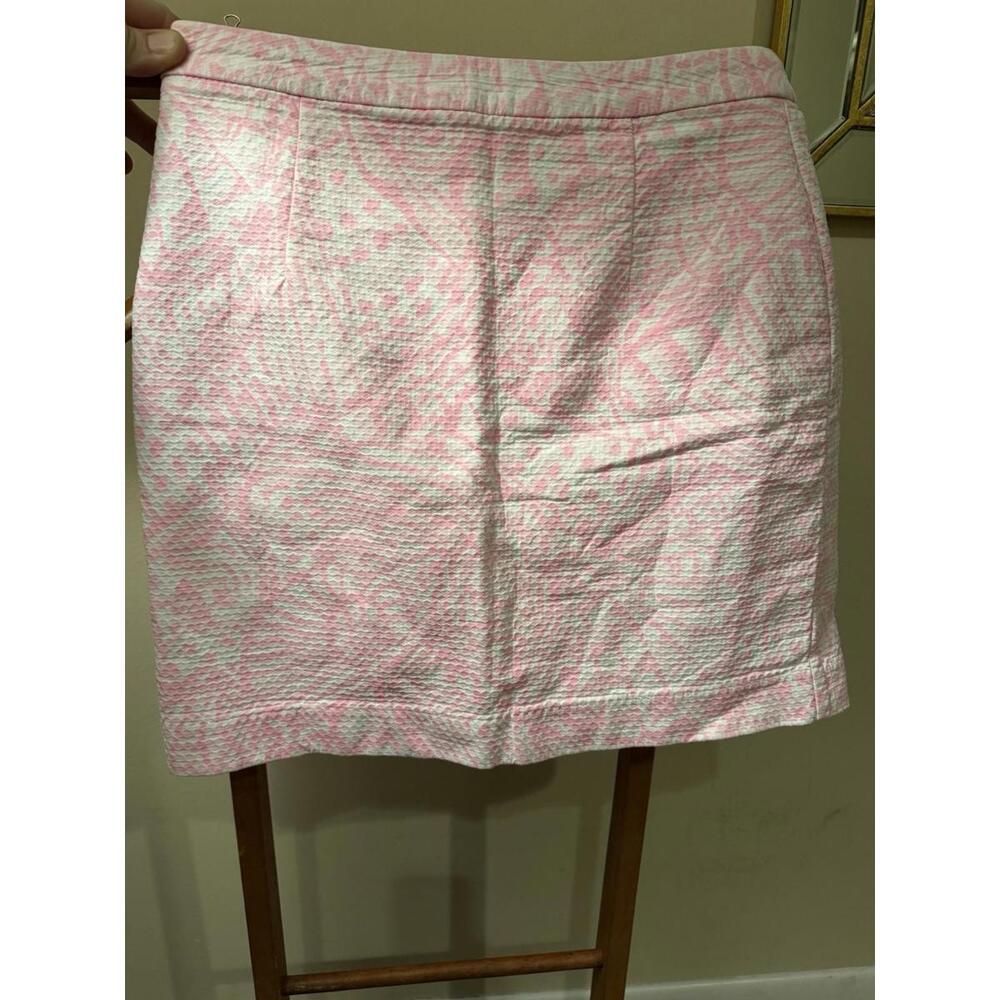 Lilly Pulitzer Womens Mini Skirt Pink White Sea Shell Print Cotton Size 2